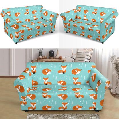 Fox Design Snow Print Pattern Loveseat Slipcover-JTAMIGO.COM