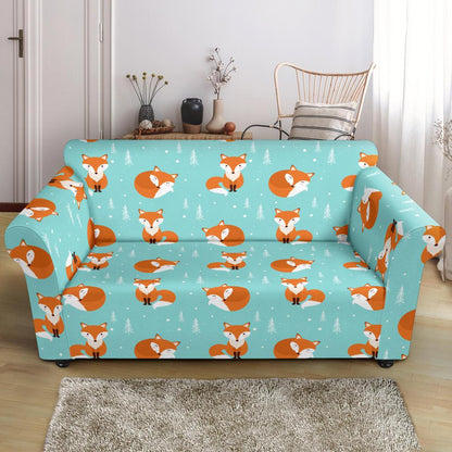 Fox Design Snow Print Pattern Loveseat Slipcover-JTAMIGO.COM