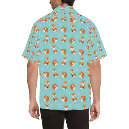 Fox Design Snow Print Pattern Men Aloha Hawaiian Shirt