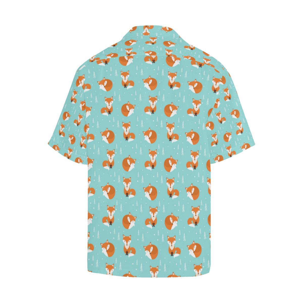 Fox Design Snow Print Pattern Men Aloha Hawaiian Shirt