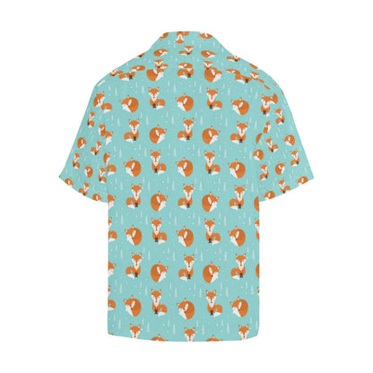 Fox Design Snow Print Pattern Men Aloha Hawaiian Shirt