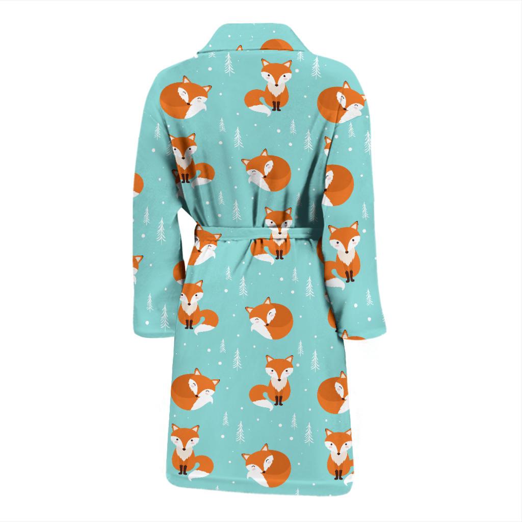 Fox Design Snow Print Pattern Men Bath Robe-JTAMIGO.COM