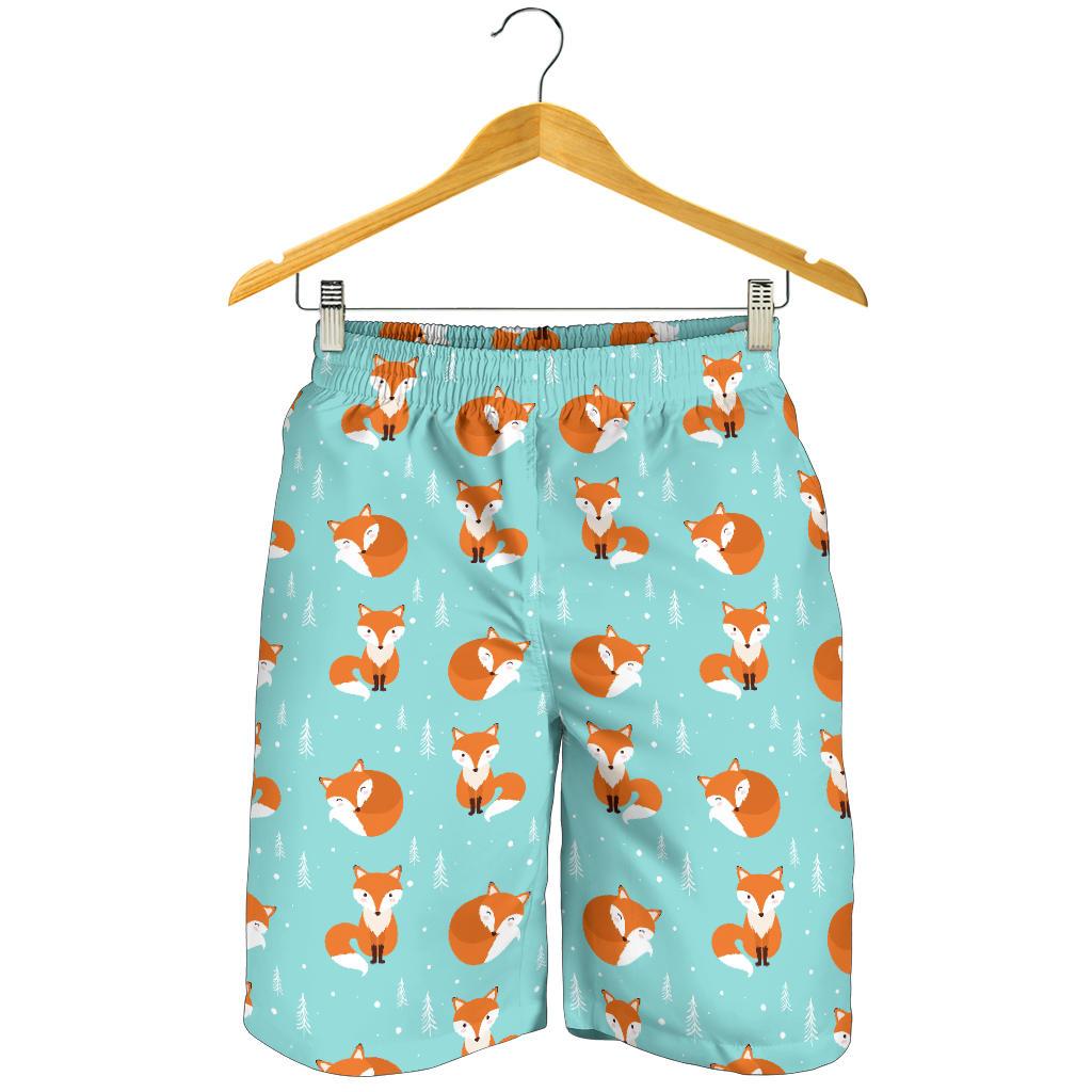 Fox Design Snow Print Pattern Mens Shorts-JTAMIGO.COM