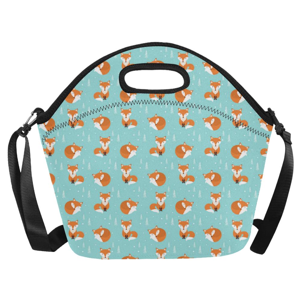 Fox Design Snow Print Pattern Neoprene Lunch Bag (Model 1669)(Large)-JTAMIGO.COM