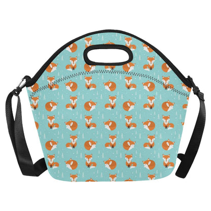Fox Design Snow Print Pattern Neoprene Lunch Bag (Model 1669)(Large)-JTAMIGO.COM