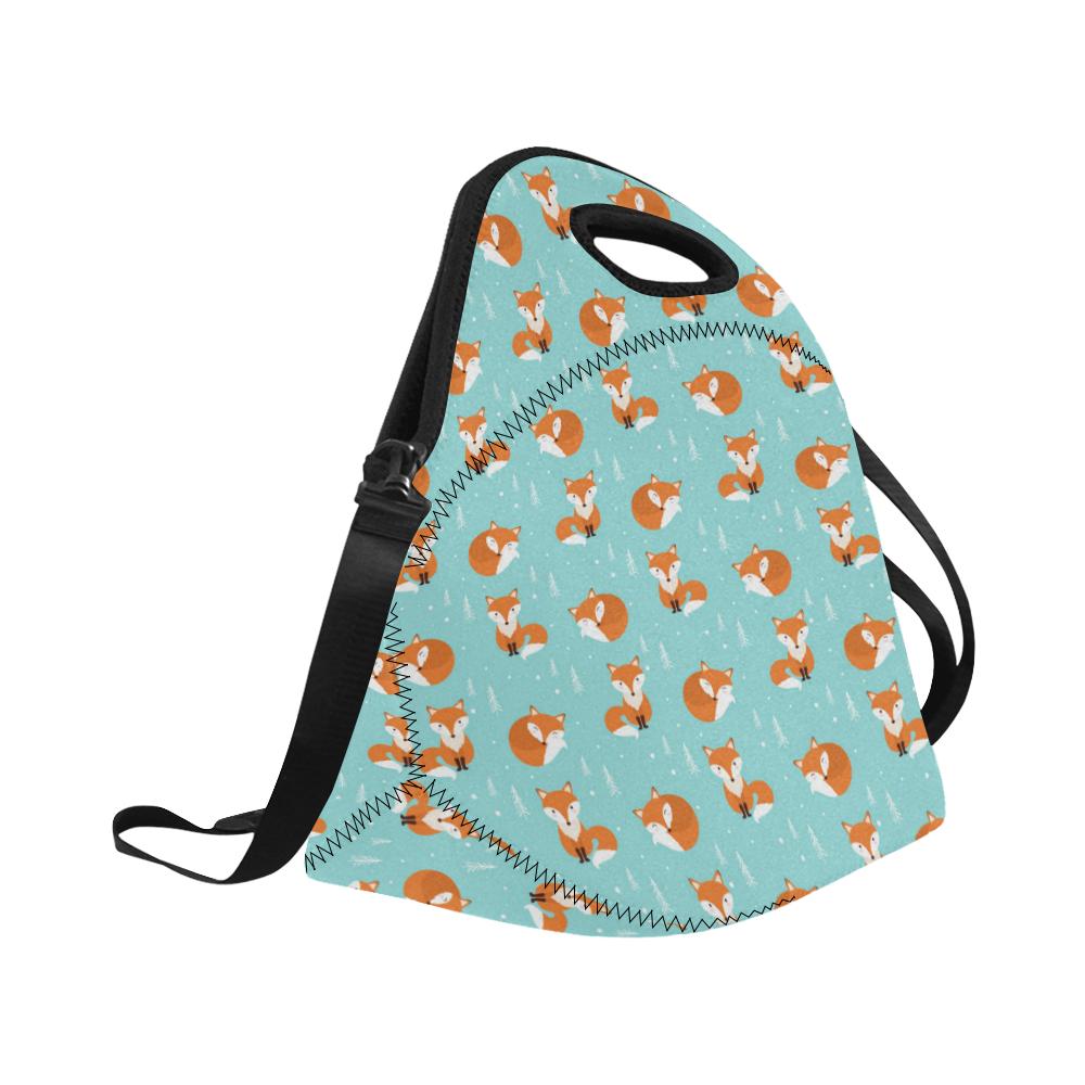 Fox Design Snow Print Pattern Neoprene Lunch Bag (Model 1669)(Large)-JTAMIGO.COM