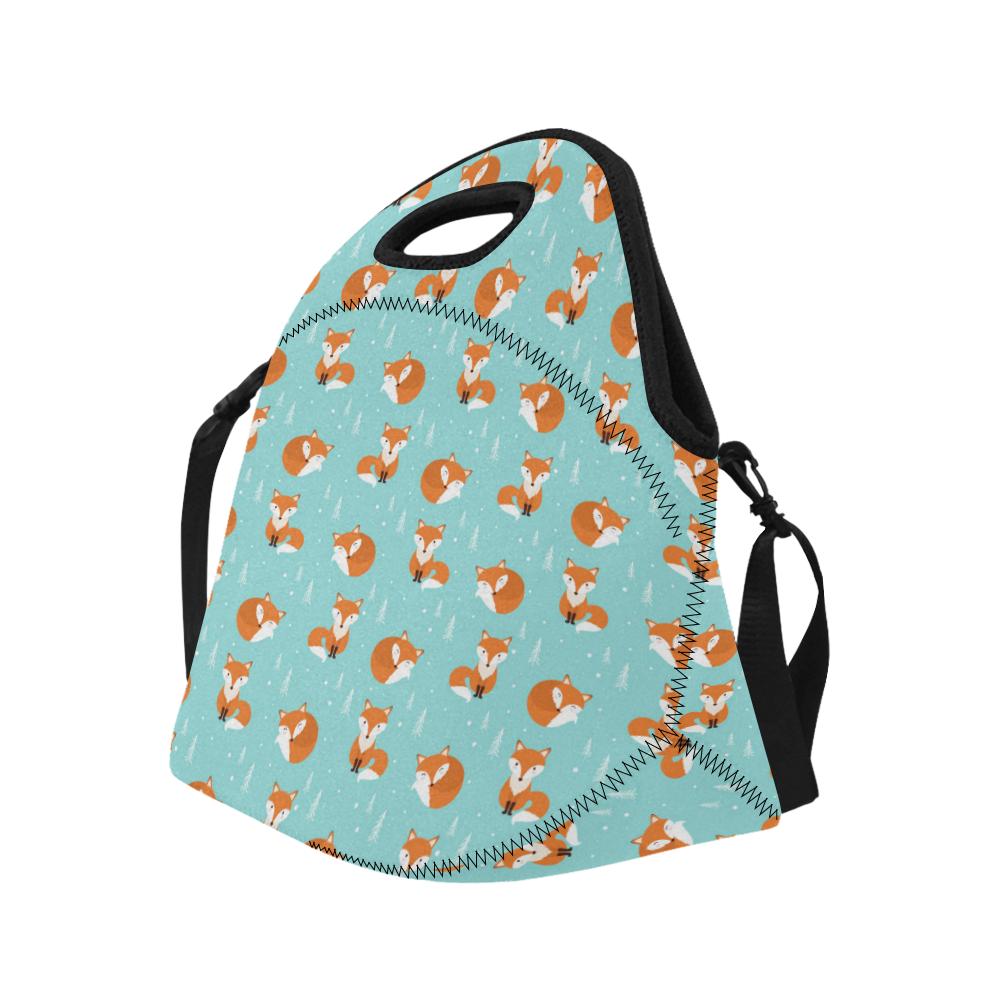 Fox Design Snow Print Pattern Neoprene Lunch Bag (Model 1669)(Large)-JTAMIGO.COM