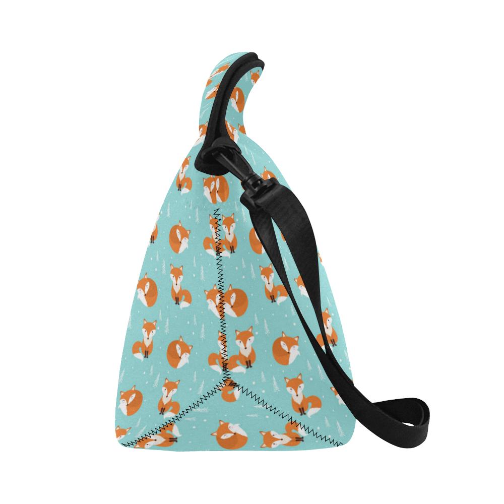 Fox Design Snow Print Pattern Neoprene Lunch Bag (Model 1669)(Large)-JTAMIGO.COM