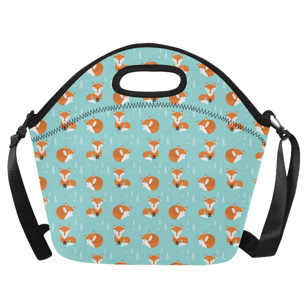 Fox Design Snow Print Pattern Neoprene Lunch Bag (Model 1669)(Large)-JTAMIGO.COM
