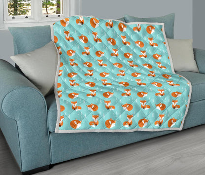 Fox Design Snow Print Pattern Premium Quilt-JTAMIGO.COM