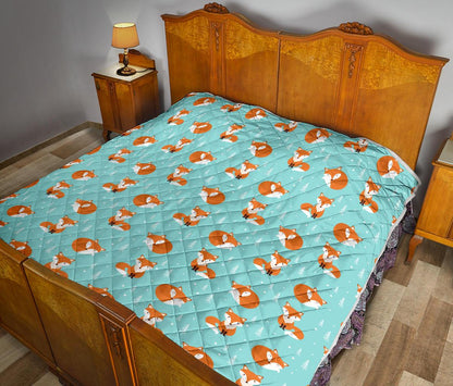 Fox Design Snow Print Pattern Premium Quilt-JTAMIGO.COM