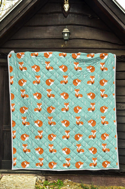 Fox Design Snow Print Pattern Premium Quilt-JTAMIGO.COM