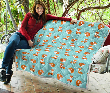 Fox Design Snow Print Pattern Premium Quilt-JTAMIGO.COM