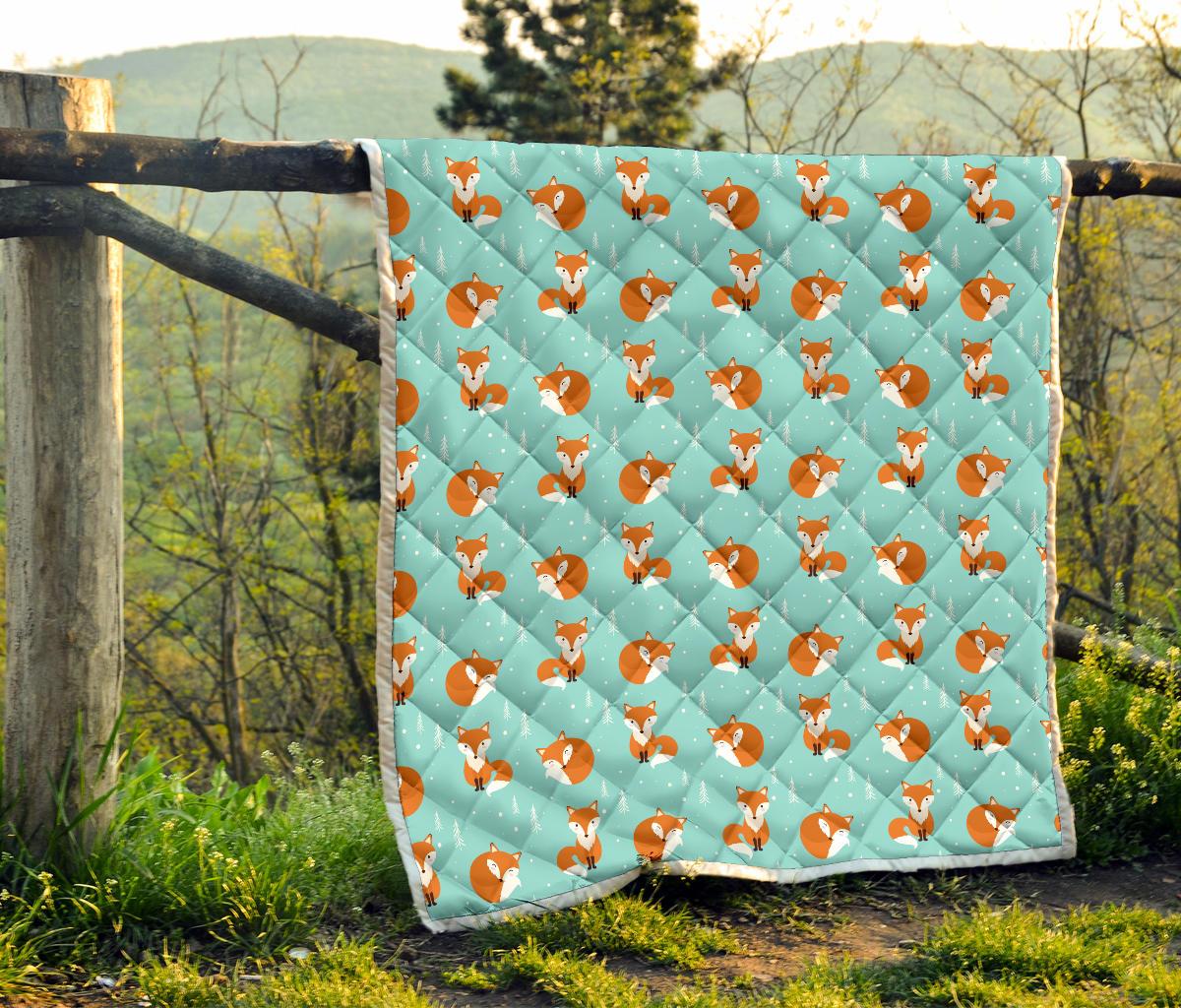 Fox Design Snow Print Pattern Premium Quilt-JTAMIGO.COM