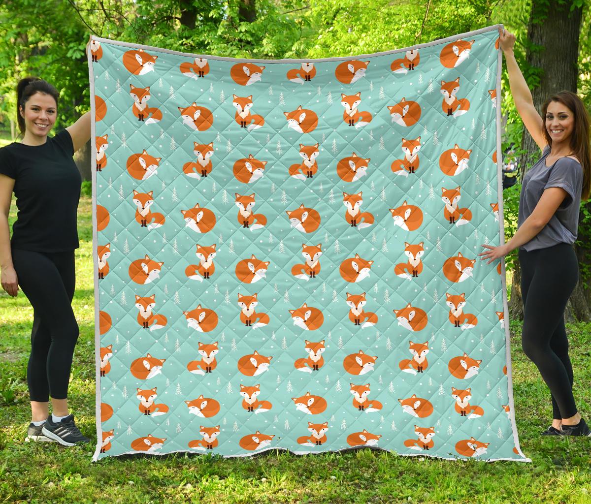 Fox Design Snow Print Pattern Premium Quilt-JTAMIGO.COM