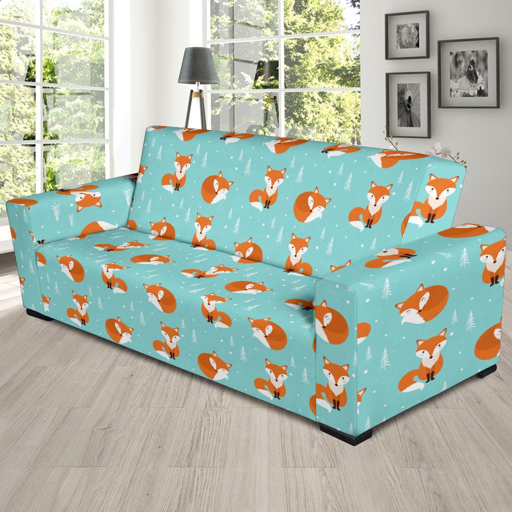 Fox Design Snow Print Pattern Sofa Slipcover-JTAMIGO.COM