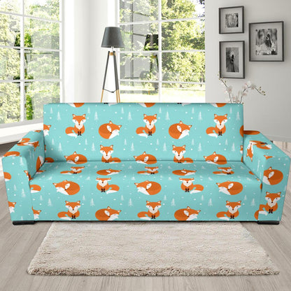 Fox Design Snow Print Pattern Sofa Slipcover-JTAMIGO.COM