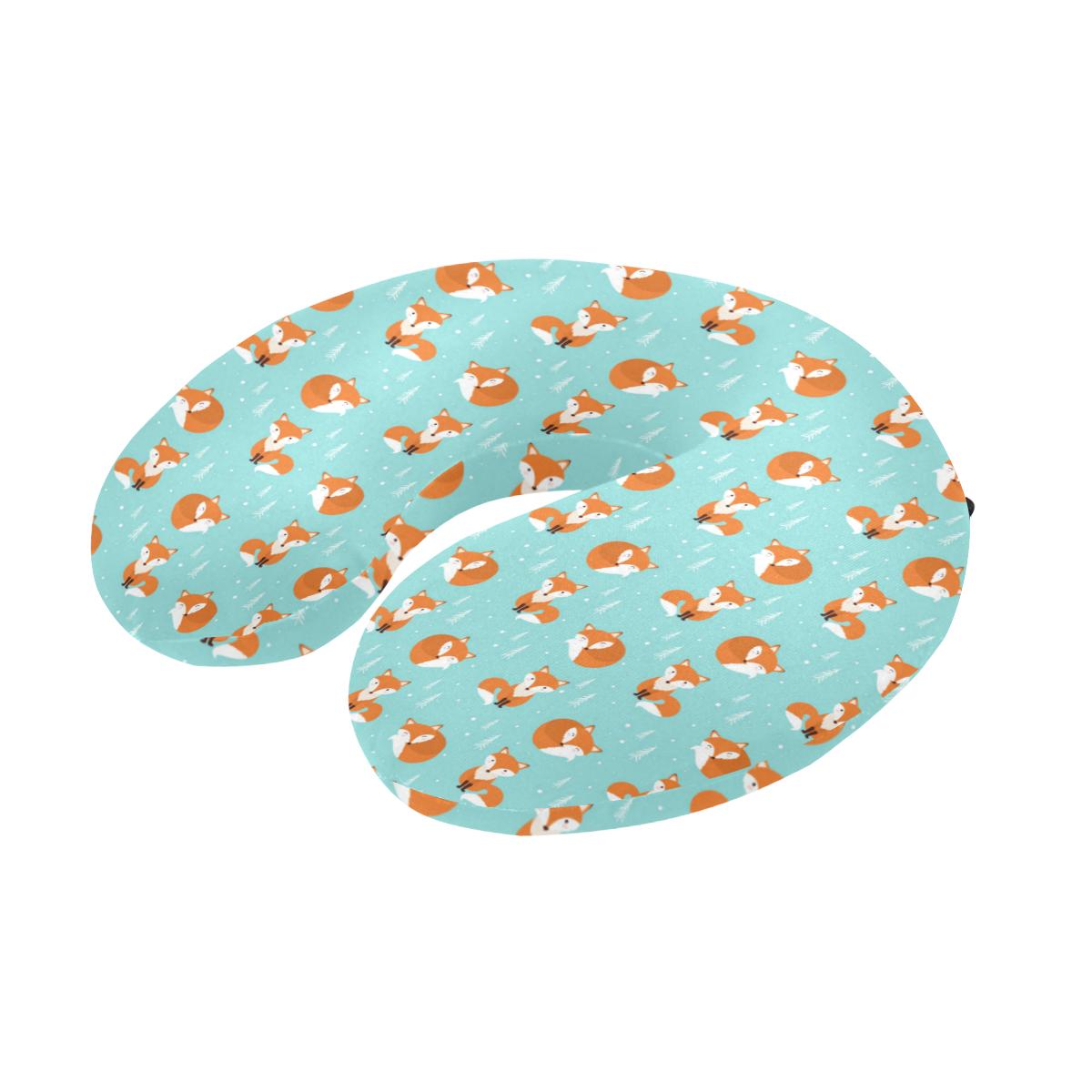 Fox Design Snow Print Pattern U-Shaped Travel Neck Pillow-JTAMIGO.COM