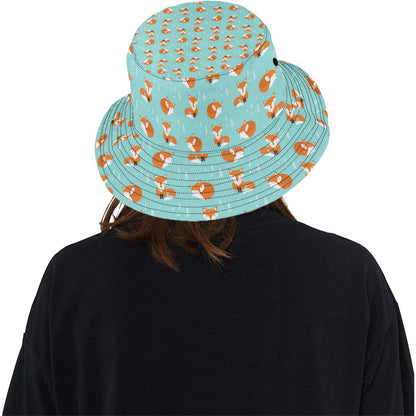 Fox Design Snow Print Pattern Unisex Bucket Hat