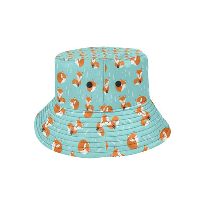 Fox Design Snow Print Pattern Unisex Bucket Hat