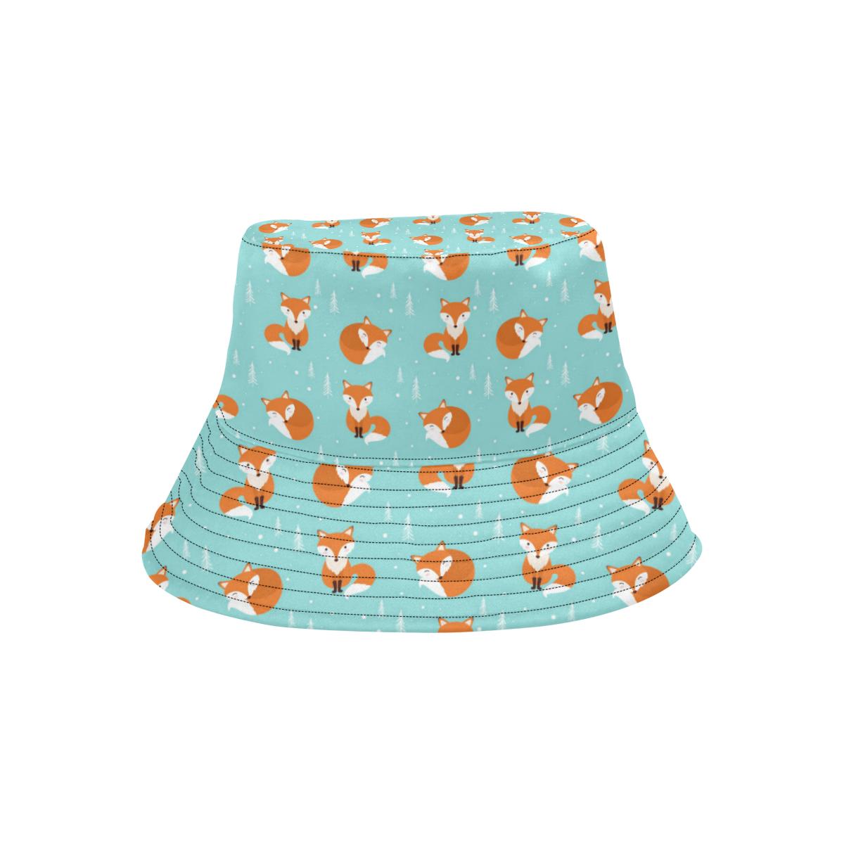 Fox Design Snow Print Pattern Unisex Bucket Hat