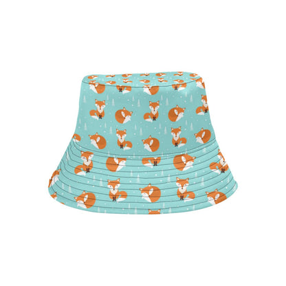 Fox Design Snow Print Pattern Unisex Bucket Hat