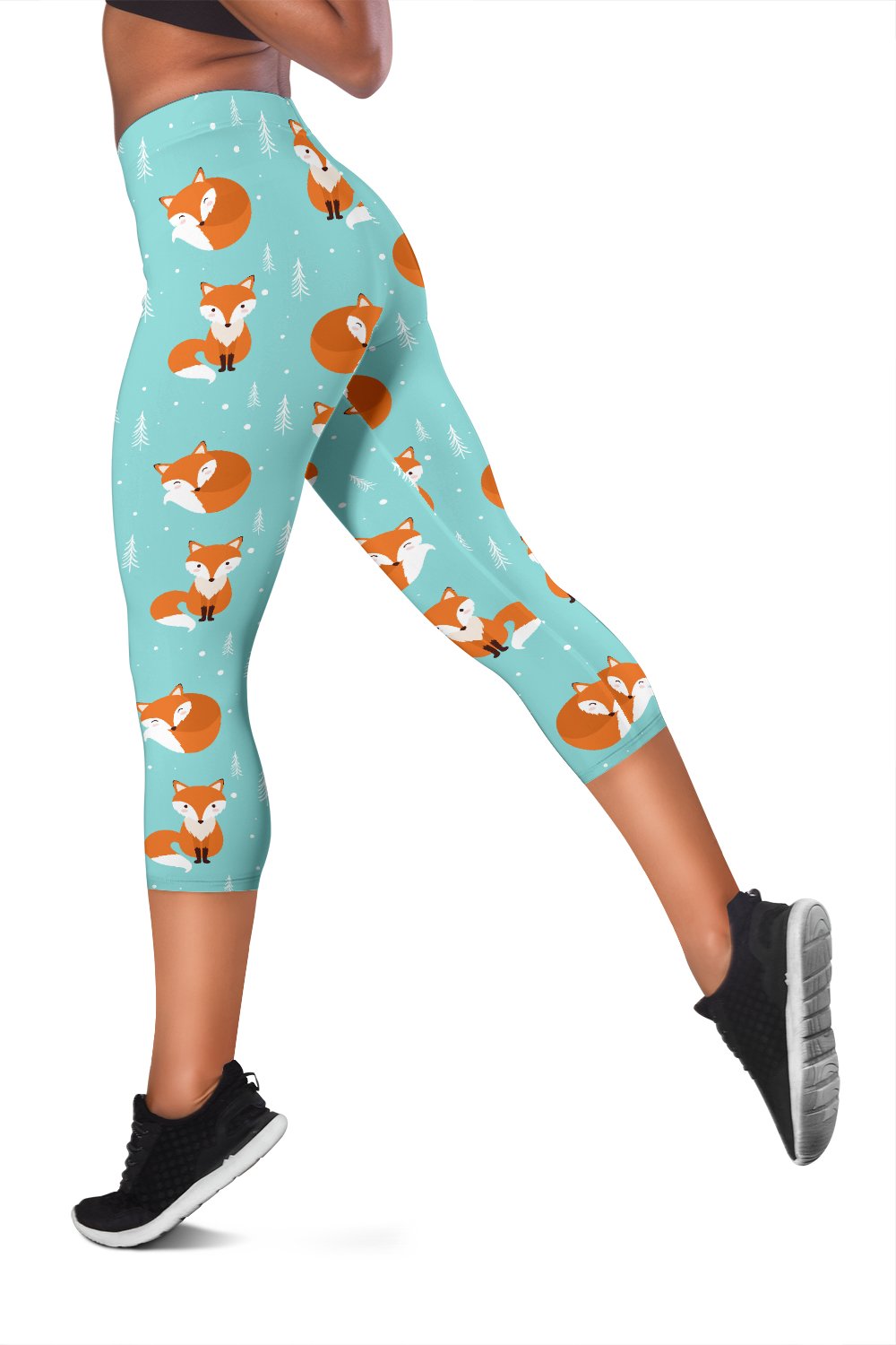 Fox Design Snow Print Pattern Women Capris