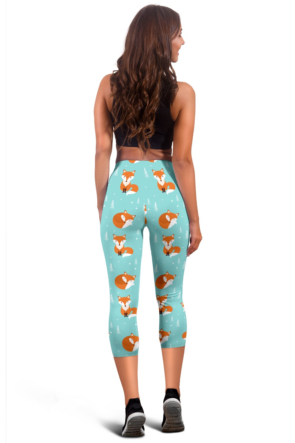 Fox Design Snow Print Pattern Women Capris