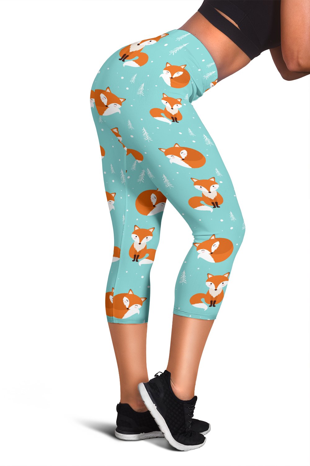 Fox Design Snow Print Pattern Women Capris