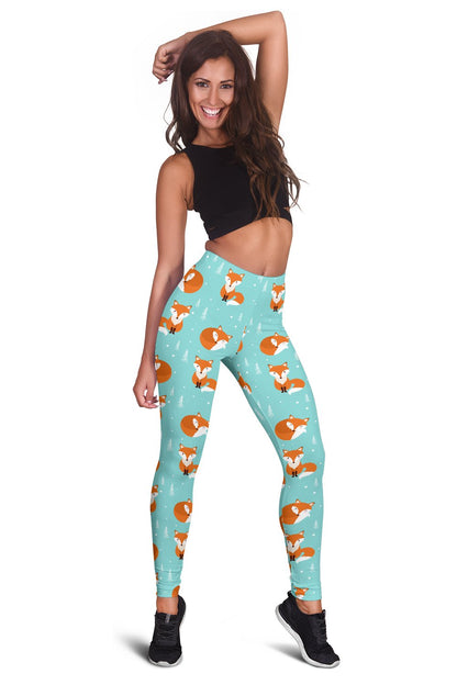 Fox Design Snow Print Pattern Women Leggings