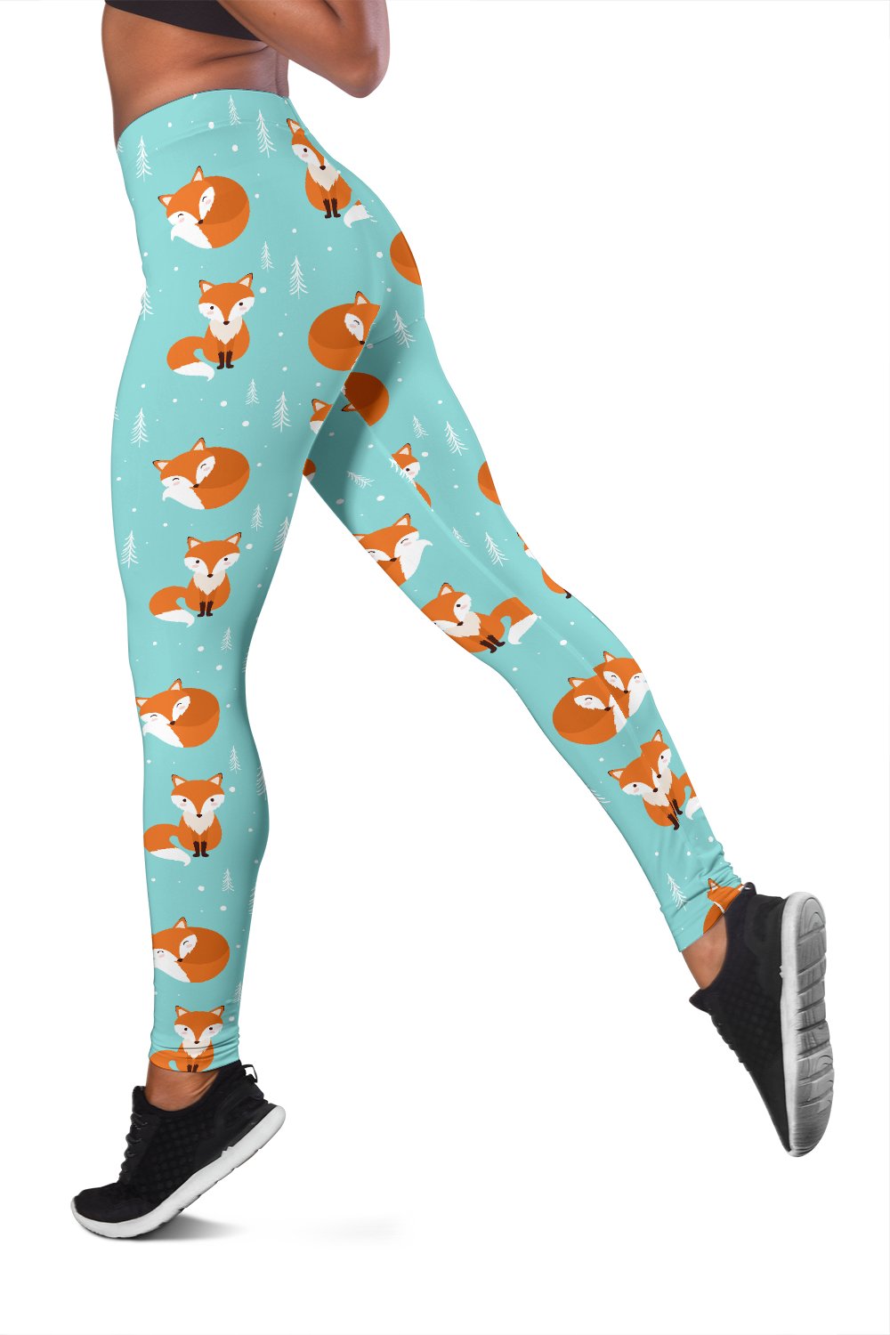 Fox Design Snow Print Pattern Women Leggings