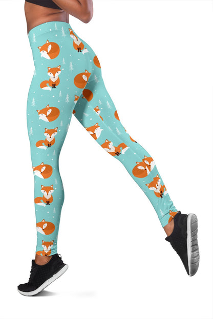 Fox Design Snow Print Pattern Women Leggings