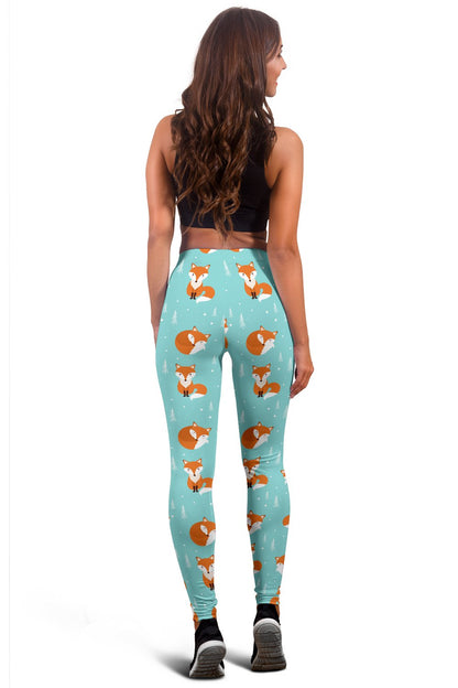 Fox Design Snow Print Pattern Women Leggings