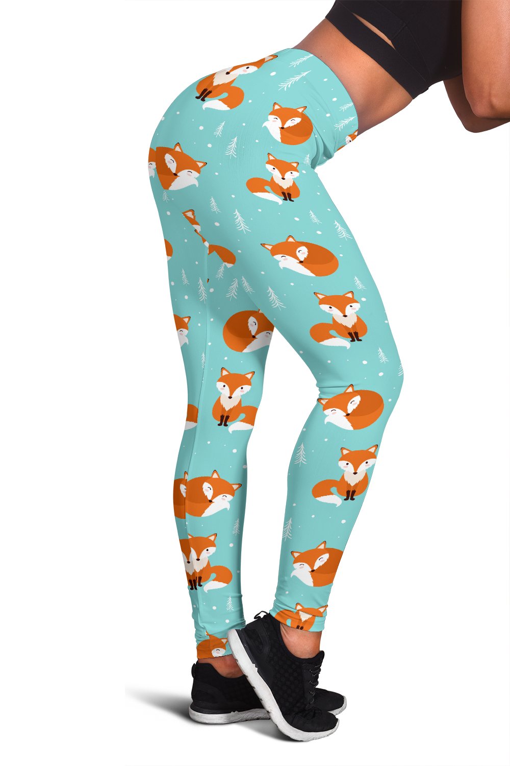 Fox Design Snow Print Pattern Women Leggings