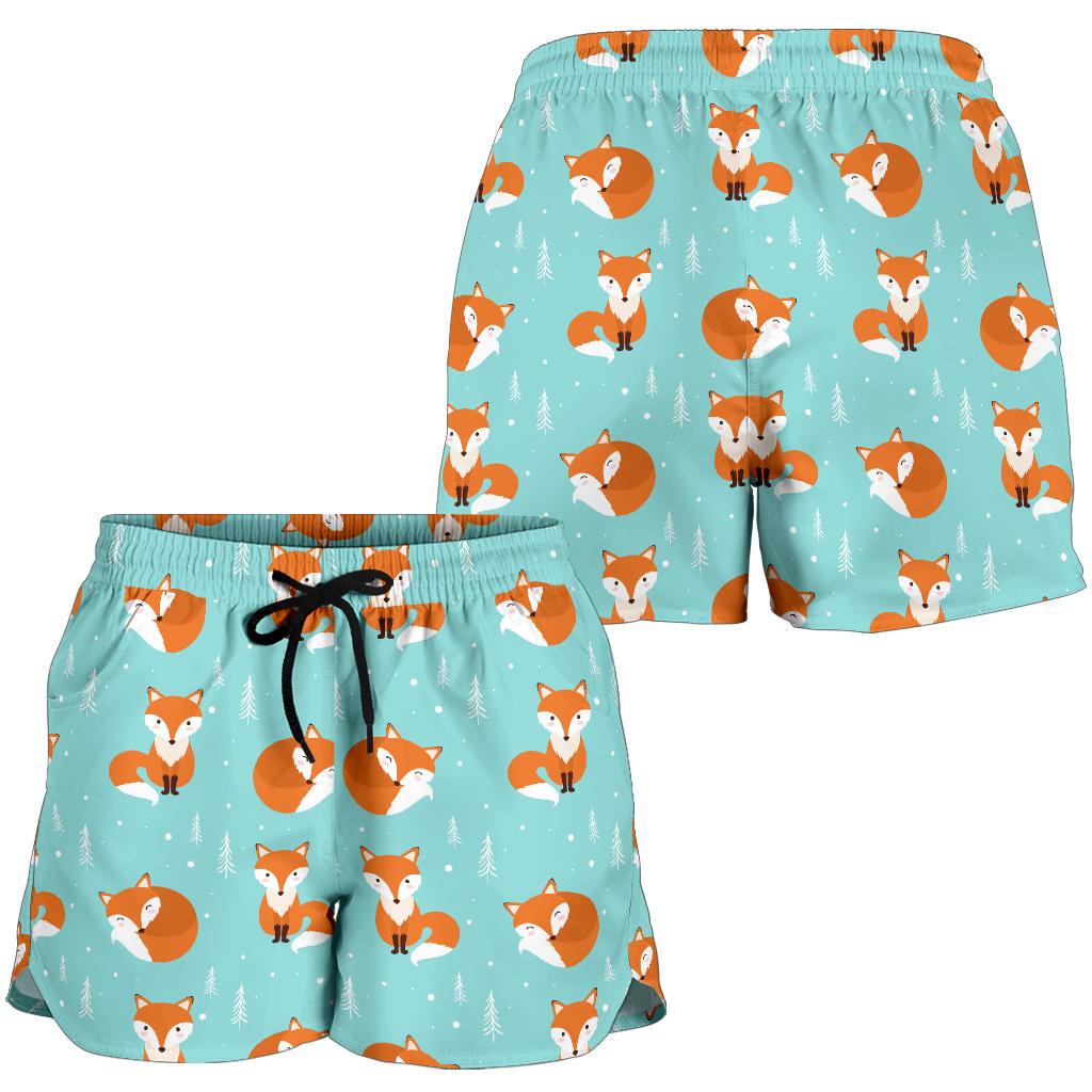 Fox Design Snow Print Pattern Women Shorts-JTAMIGO.COM