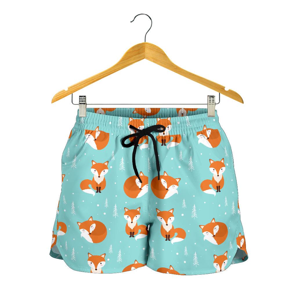 Fox Design Snow Print Pattern Women Shorts-JTAMIGO.COM