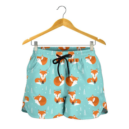 Fox Design Snow Print Pattern Women Shorts-JTAMIGO.COM