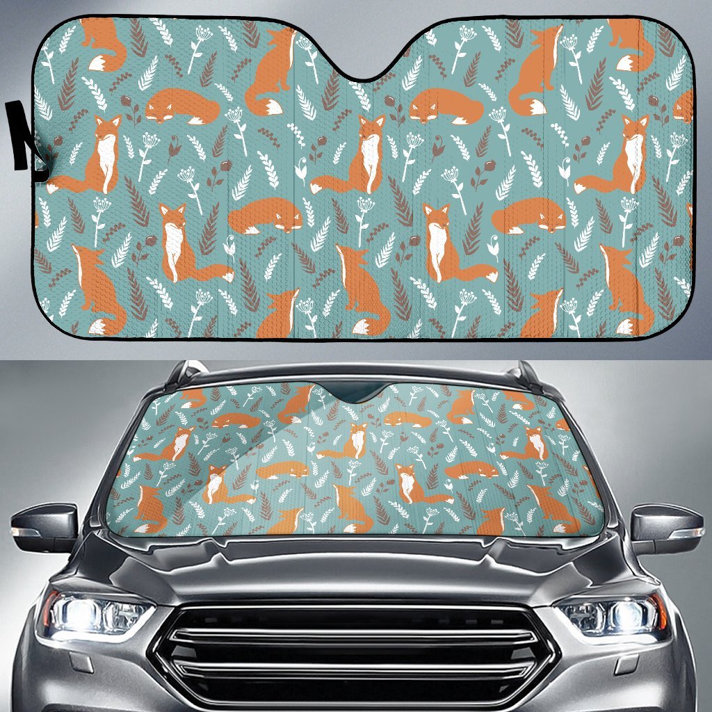 Fox Forest Print Pattern Car Sun Shade For Windshield