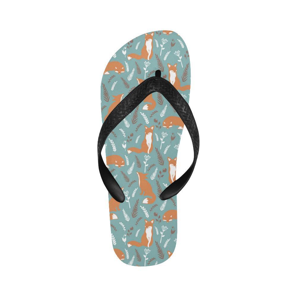Fox Forest Print Pattern Flip Flops-JTAMIGO.COM