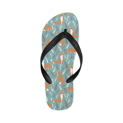 Fox Forest Print Pattern Flip Flops-JTAMIGO.COM