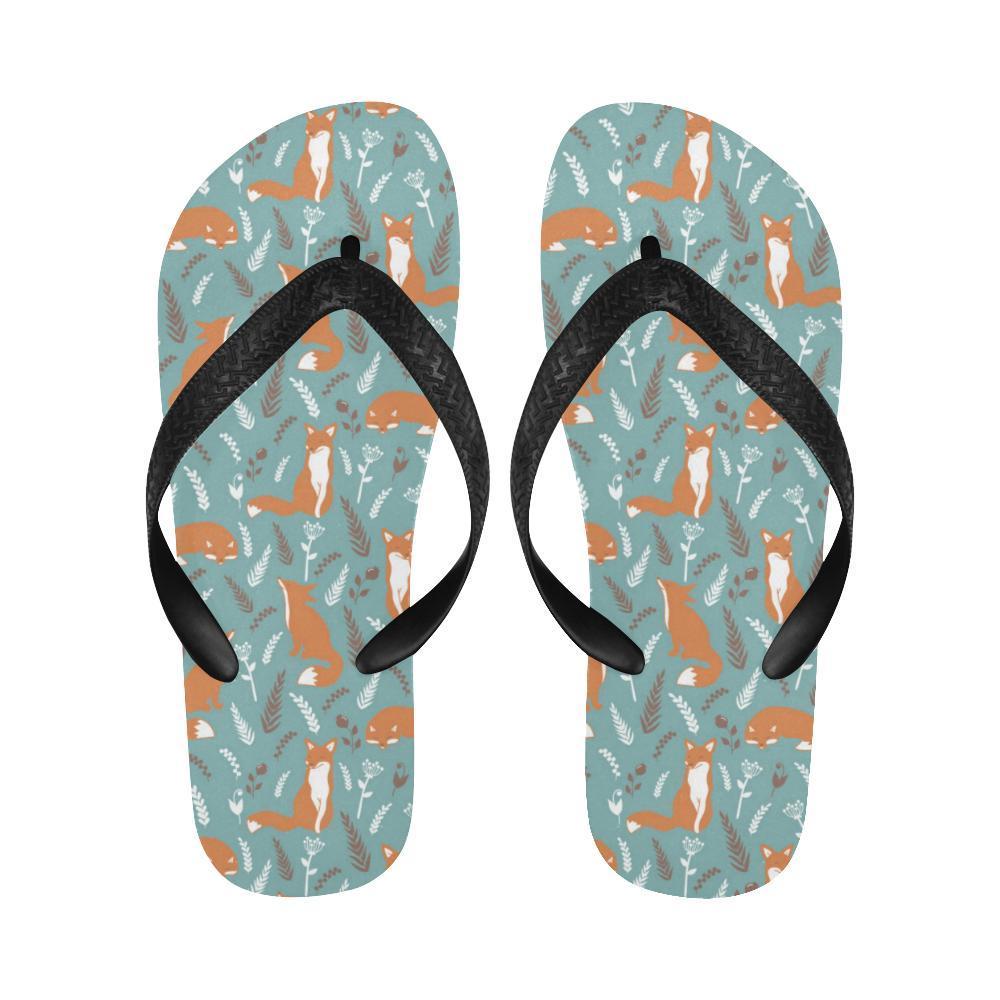 Fox Forest Print Pattern Flip Flops-JTAMIGO.COM