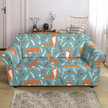 Fox Forest Print Pattern Loveseat Slipcover-JTAMIGO.COM
