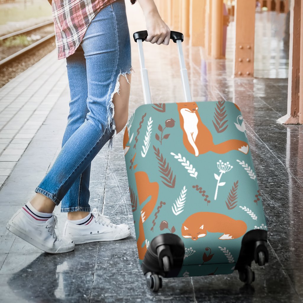 Fox Forest Print Pattern Luggage Cover Protector