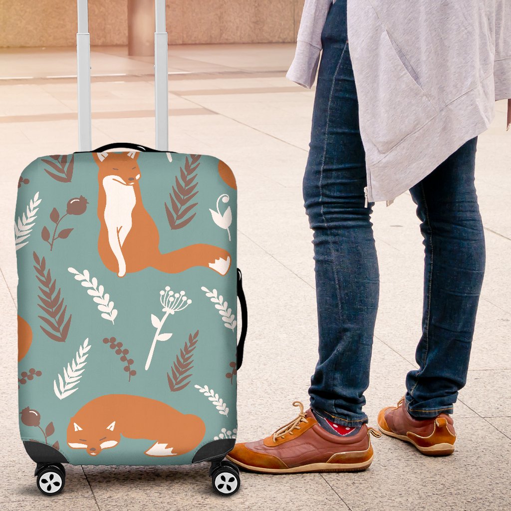 Fox Forest Print Pattern Luggage Cover Protector