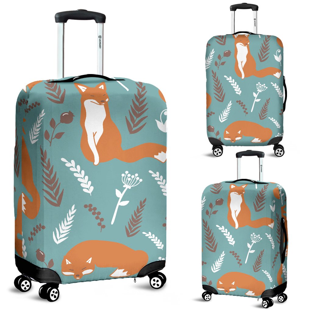 Fox Forest Print Pattern Luggage Cover Protector