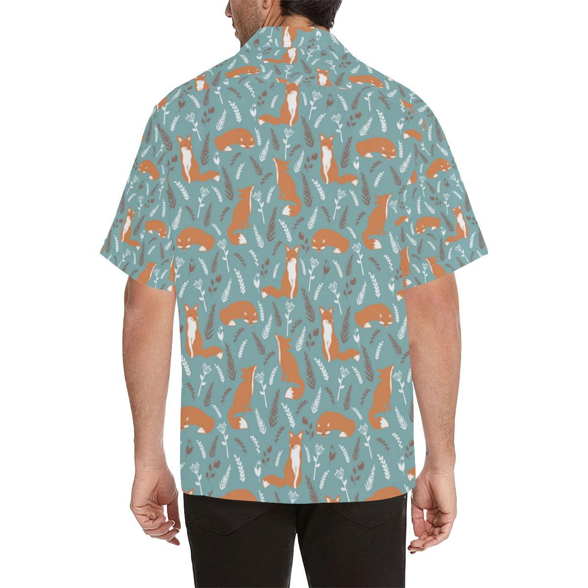 Fox Forest Print Pattern Men Aloha Hawaiian Shirt