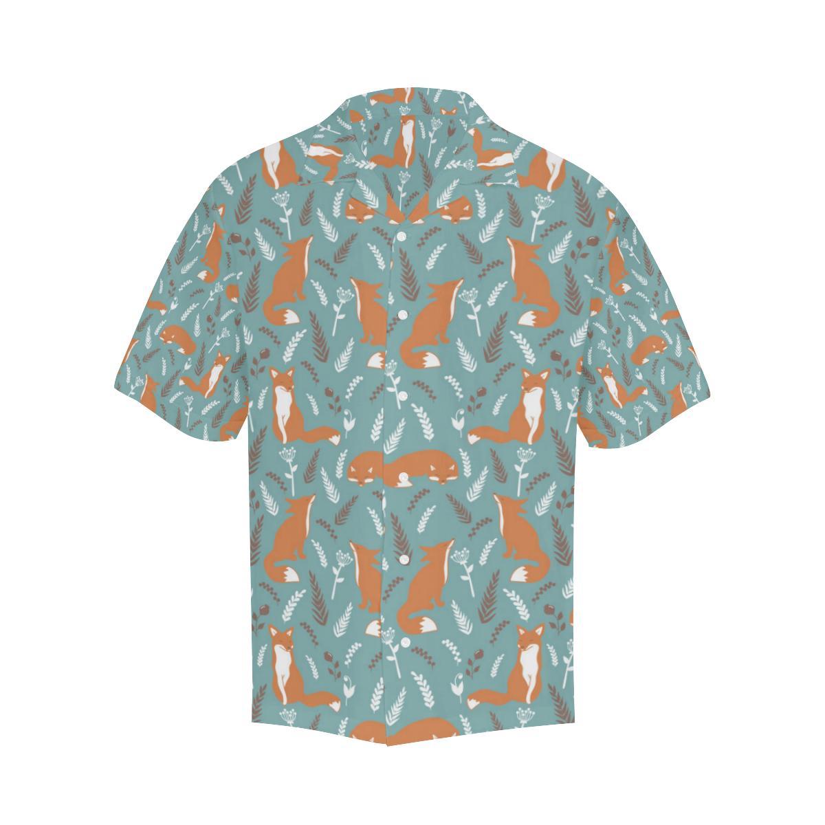 Fox Forest Print Pattern Men Aloha Hawaiian Shirt