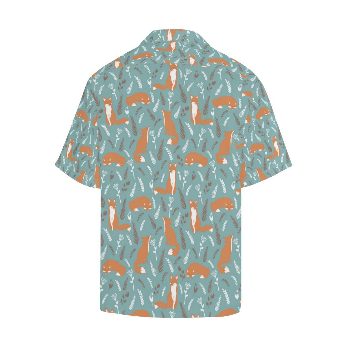 Fox Forest Print Pattern Men Aloha Hawaiian Shirt