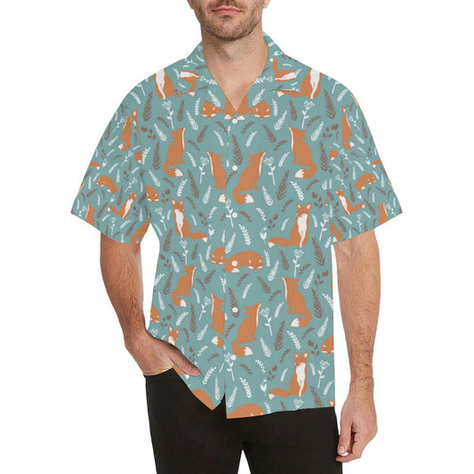 Fox Forest Print Pattern Men Aloha Hawaiian Shirt