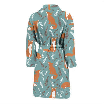 Fox Forest Print Pattern Men Bath Robe-JTAMIGO.COM